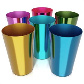 6 Pcs Aluminum Tumblers 15 oz Lightweight Durable and Reusable Metal Cups Vibrant Festive Colors for Hot and Cold Beverages Sturdy Anodized Design for