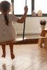 Wooden Swing with Black Cotton Rope for 3+