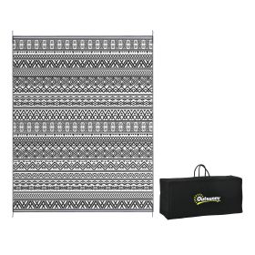 Outsunny Reversible Outdoor Rug, 8' x 10' Waterproof Plastic Straw Floor Mat, Portable RV Camping Carpet with Carry Bag, Large Floor Mat for Back