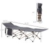 Outsunny Folding Camping Cots for Adults with Carry Bags, Side Pockets, Outdoor Portable Sleeping Bed for Travel Camp Vocation, Grey