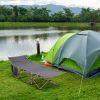 Outsunny Folding Camping Cots for Adults with Carry Bags, Side Pockets, Outdoor Portable Sleeping Bed for Travel Camp Vocation, Grey