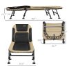 Outsunny Camp Lounger Deluxe: Folding Cot with Padded Cushion, Adjustable Backrest, 400LBS Cream