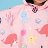 Kids Poncho Towel Swimming Pool Hooded Bath Towel Changing Robe Quick Dry Soft Microfiber 55 x 40 inch Under The Sea Print