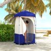 Outsunny Camping Shower Tent, Portable Privacy Shelter with Solar Shower Bag, Removable Floor and Carrying Bag, Blue