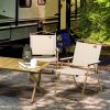 Outsunny Folding Camping Chairs Set of 2 Lightweight Portable Armchairs for Outdoor Festivals Fishing Beach Khaki