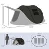 Outsunny Pop Up Tent with Porch and Carry Bag, 3000mm Waterproof, for 2-3 People Camping Hiking, Black
