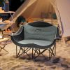 Outsunny Padded Folding Camp Chair for Adults, Double Camping Chairwith Armrests, Cup Holders, Carry Bag for Outdoor, Black