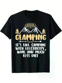 Glamping Like Camping Funny Camper Glamper Women Girls Boys GirlsT-Shirt, 100% Cotton, Halloween Thanksgiving Christmas Gift (Color: Black, size: M)