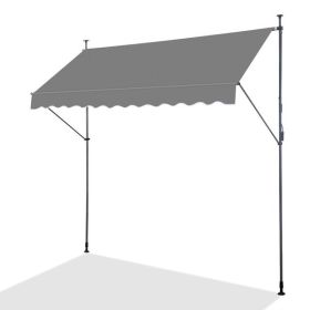 300x120x200-300cm, Grey, Support Canopy, Polyester Fabric, Aluminum-iron Frame, Retractable (Color: Grey)
