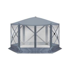 12X12ft Dark Gray Hexagonal Automatic Folding Tent (Option: Dark Gray)