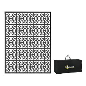 Outsunny Reversible Outdoor Rug, 9' x 12' Waterproof Plastic Straw Floor Mat, Portable RV Camping Carpet with Carry Bag, Large Floor Mat for Backyard (Color: as Pic)