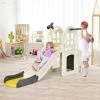 6-in-1 Toddler Climber Slide Playset with Basketball Hoop